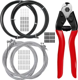 103Pcs Bike Brake Cable Kit with Stainless Steel Bike Cable Cutter,Brake Cable and Bike Shifter Cable Housing Set with Bike Cable End Caps,Copper Sleeves and O-Rings Kit for Mountain Road Bike