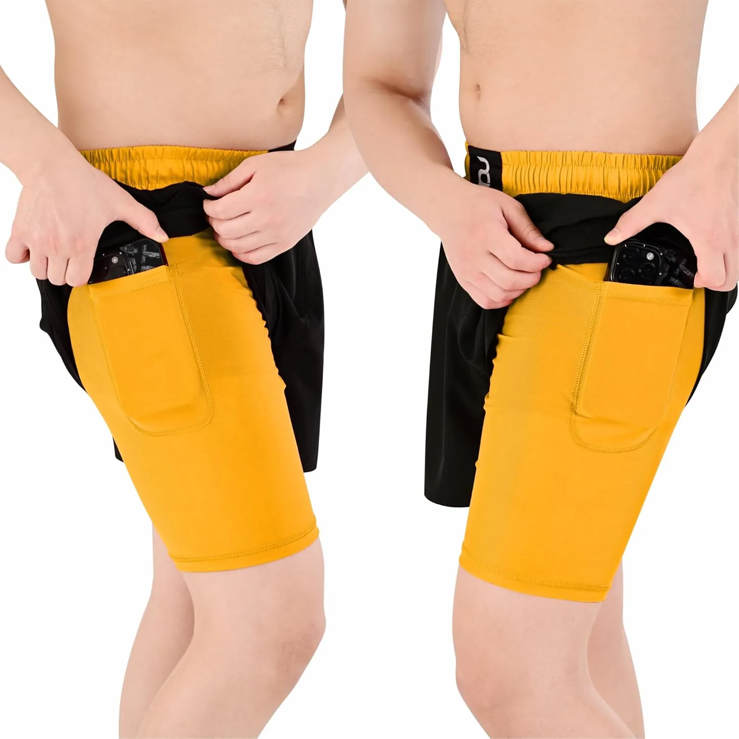2BOLD MMA Shorts Mens 2 in 1 Jiu-Jitsu Built in Compression Lining Athletic Gym Boxing Muay Thai BJJ No-Gi Grappling Shorts