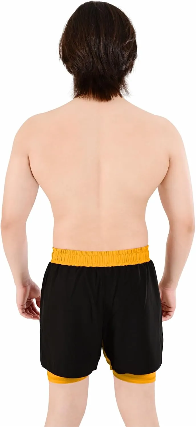 2BOLD MMA Shorts Mens 2 in 1 Jiu-Jitsu Built in Compression Lining Athletic Gym Boxing Muay Thai BJJ No-Gi Grappling Shorts