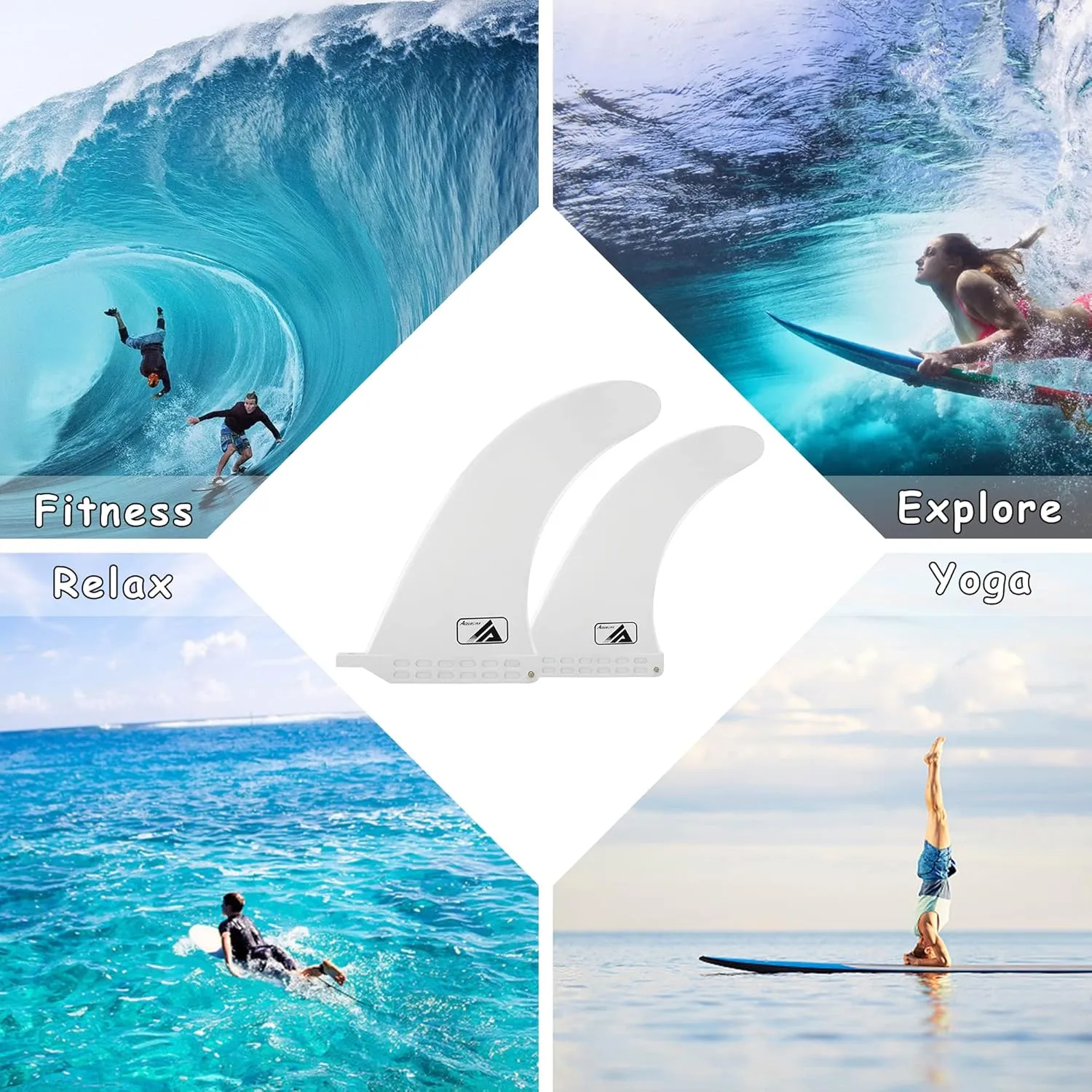 AQUBONA Surf Fin 9"/ 8"/ 7.5" - Fiberglass Reinforced Nylon - Center Fin for for Longboard Surfboard SUP