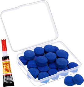 Billiard Pool Cue Tips - Pool Cue Stick Tips Replacement Repair Kit Billiard Cue Tips with Storage Box for Pool Table Cues Stick Tips Head and Leather Snooker Stick - SOLROS