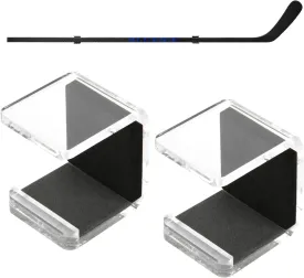 Cosmos 1 Pair Hockey Stick Wall Mount Rack - Horizontal Display Holder & Storage Organizer Hanger for Ice Hockey Stick, Space-Saving Display Bracket with Anti-Scratch Pad (Transparent Clear)