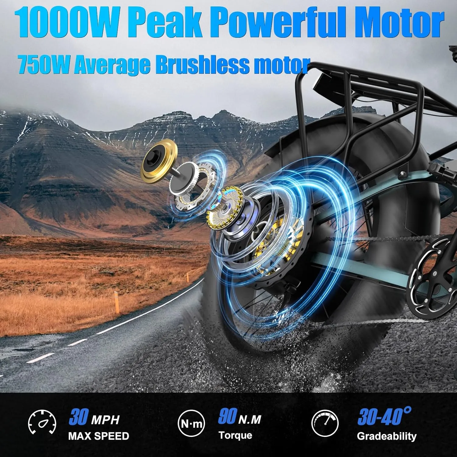 Dual Motor 2000W/1000W Electric Bike for Adult 48V 30AH/20Ah Removable Battery Up to &120 Miles Long Range 26"Fat Tire Off Road Mountain Full Suspension Electric Bicycle,Adjustable Stem,UL Certified