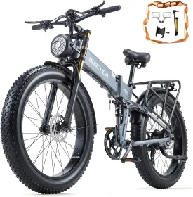 Dual Motor 2000W/1000W Electric Bike for Adult 48V 30AH/20Ah Removable Battery Up to &120 Miles Long Range 26"Fat Tire Off Road Mountain Full Suspension Electric Bicycle,Adjustable Stem,UL Certified