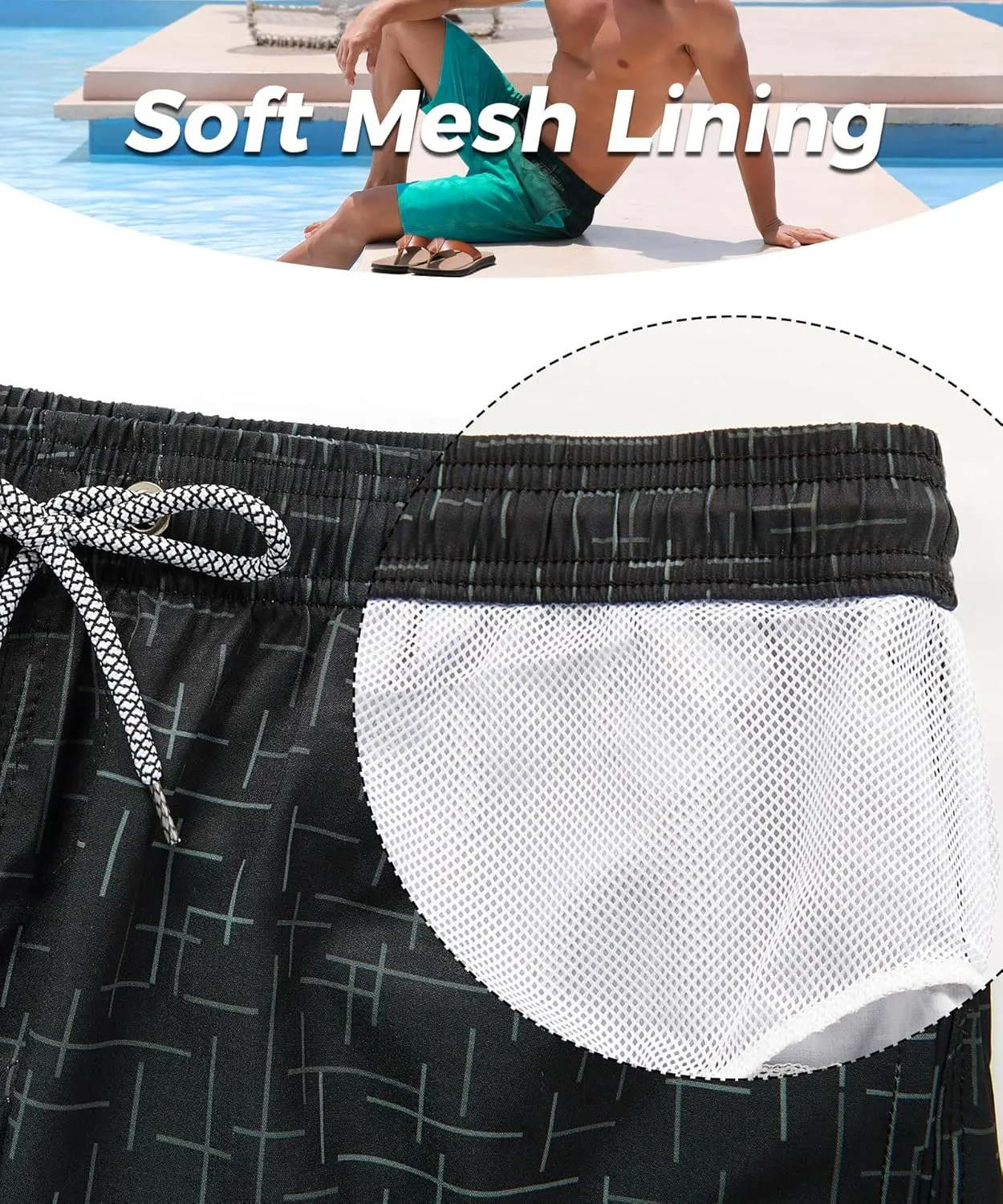 ELETOP Men's Swim Trunks Quick Dry Bathing Suit Swimming Board Shorts Mesh Lining Beach Swimwear