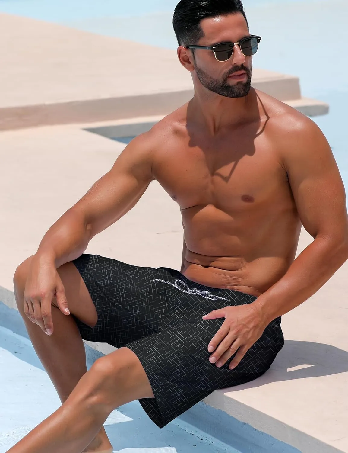 ELETOP Men's Swim Trunks Quick Dry Bathing Suit Swimming Board Shorts Mesh Lining Beach Swimwear
