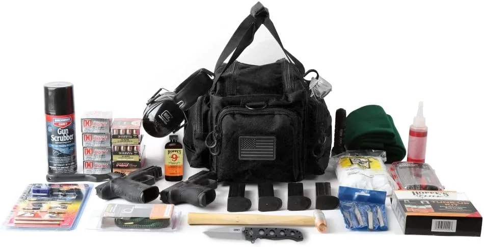 Exos Tactical Range Bag  Medium Size Range Bag for Shooting  Gun Case for Handguns, Ammo Bag, Tactical Range Bag, Molle Webbing, Free Subdued USA Patch, Designed in the USA