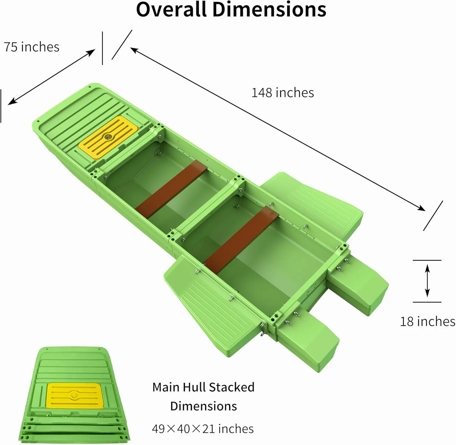 Fishing Boat, Folding Pontoon Boat, Fits in Car Trunk  Portable Modular Kayak, Seats 2-6, Motor-Ready, Sturdier Than Inflatable Boats  Ideal for Lure Fishing, Paddling Trip, Hunting, Rescue