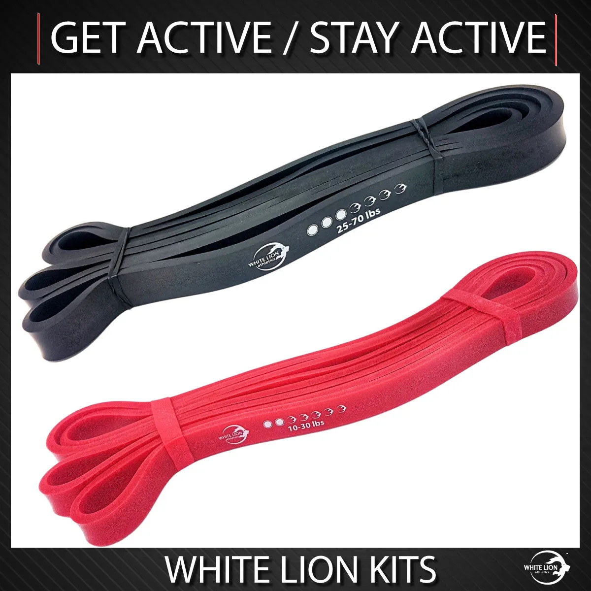 Get Active/ Stay Active: Resistance Band Package (Red Black)