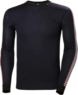 Helly Hansen Men's Lifa Stripe Crew Lightweight Breathable Moisture Wicking Thermal Baselayer, 998 Black - Medium