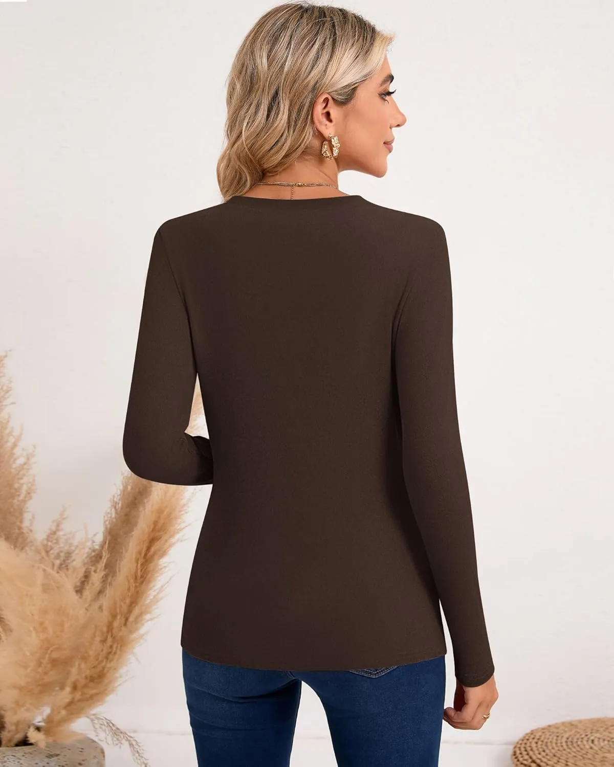 Huukeay 3 Pack Women's Thermal Shirts Long Sleeve De Velvet Lined Underwear Tops Crew Neck Slim Fit Basic Base Layer Tee