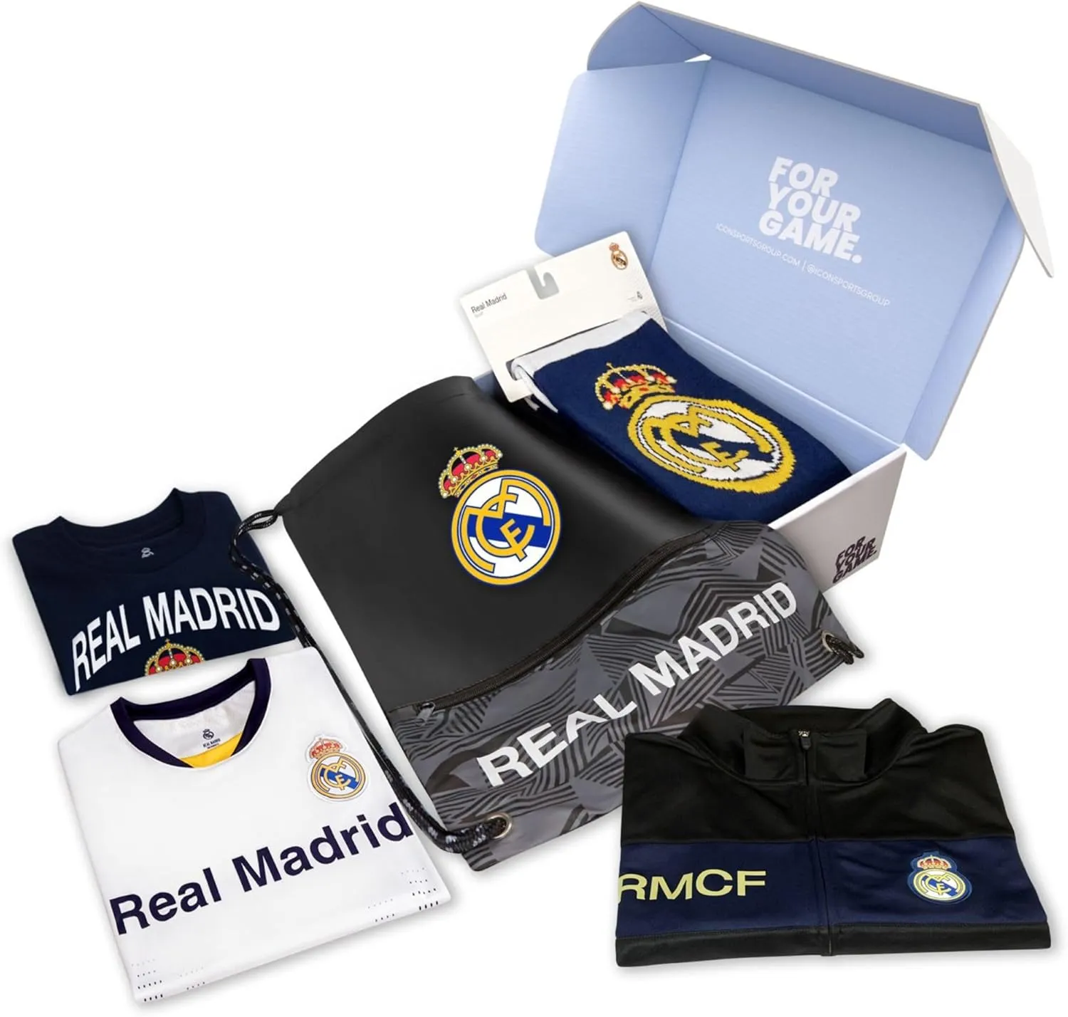 Icon Sports Pro League Ultimate Fan Pack ?C Officially Licensed 5-Piece Soccer Merch - Shirt, Jersey, Jacket, Scarf, Bag