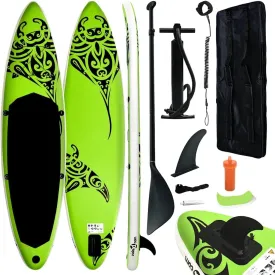 Inflatable Stand Up Paddleboard for Comfort and Adventure, Stable Design, for Learning and Recreational Paddling, Green