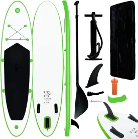 Inflatable Stand Up Paddleboard Set for Adventure and Relaxation, Easy to Use and Durable, Green and White Design