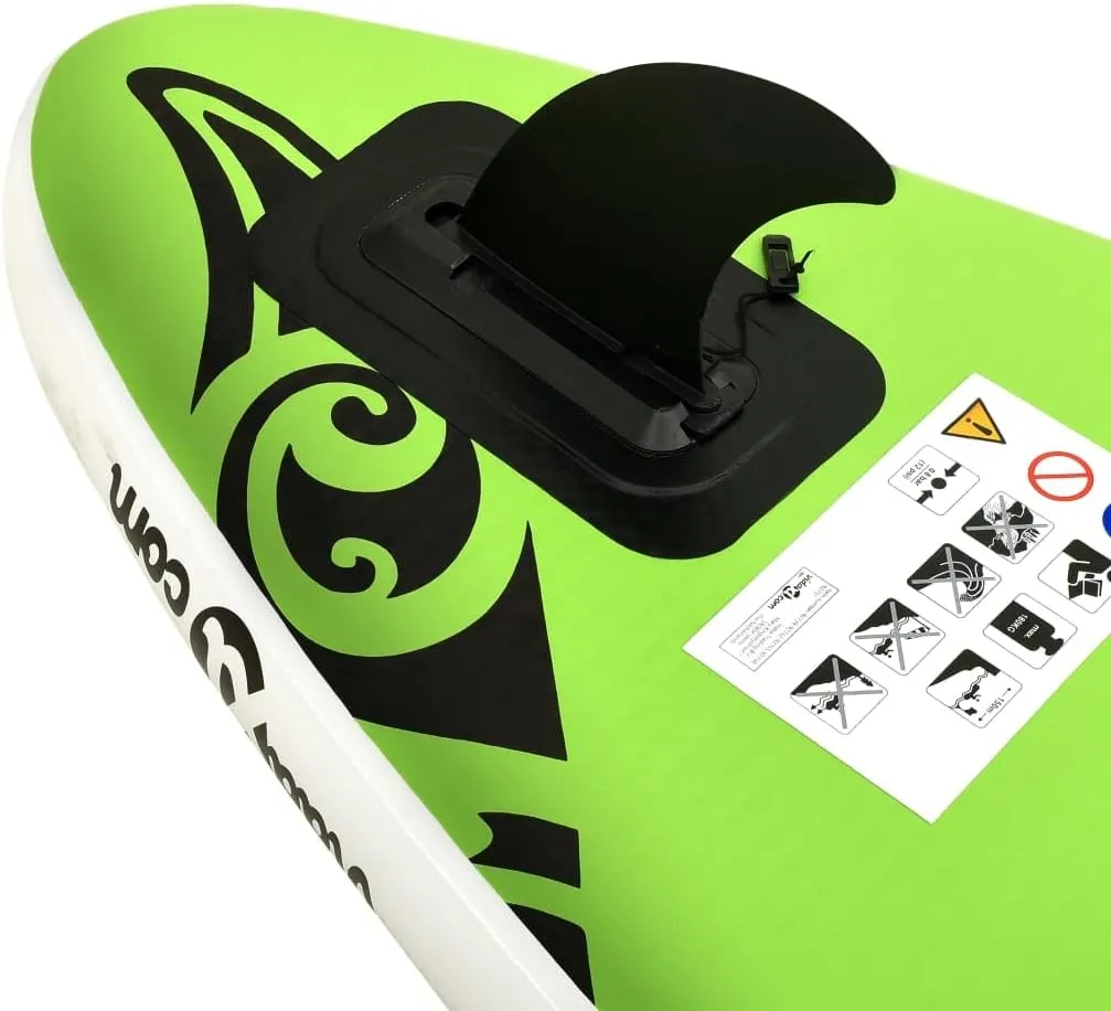 Inflatable Stand Up Paddleboard Water Sport Set for All Skill Levels Included with SUP Board, Aluminum Oar, Removable Fin, High Pressure Hand Pump... Green 120"x29.9"x5.9"