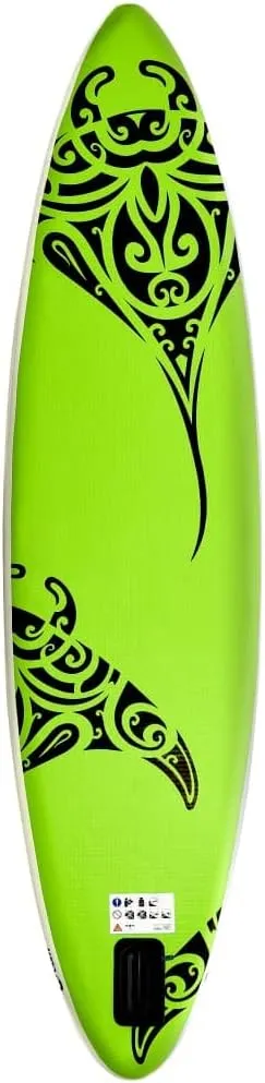 Inflatable Stand Up Paddleboard Water Sport Set for All Skill Levels Included with SUP Board, Aluminum Oar, Removable Fin, High Pressure Hand Pump... Green 120"x29.9"x5.9"