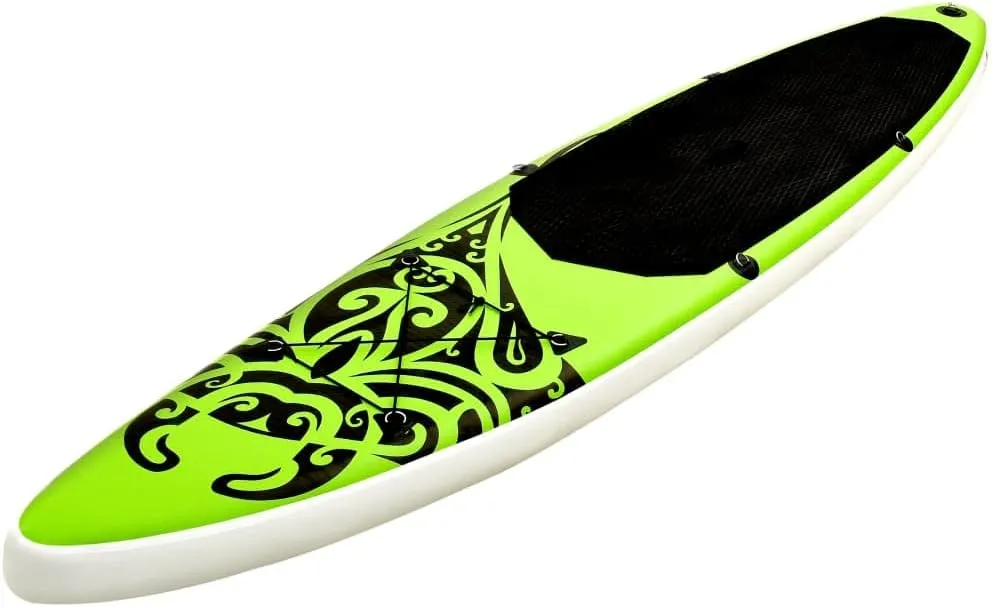 Inflatable Stand Up Paddleboard Water Sport Set for All Skill Levels Included with SUP Board, Aluminum Oar, Removable Fin, High Pressure Hand Pump... Green 120"x29.9"x5.9"