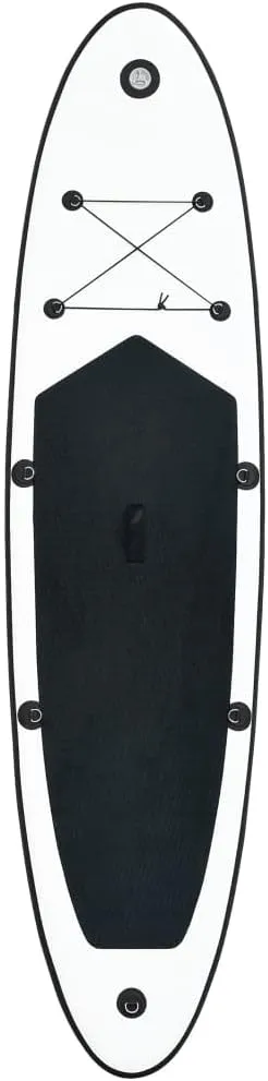 Inflatable Stand Up Paddleboard Water Sport Set for All Skill Levels Included with Surf Board, Aluminum Oar, Removable Fin, High Pressure Hand Pump... Black and White 141.7"x31.9"x3.9"