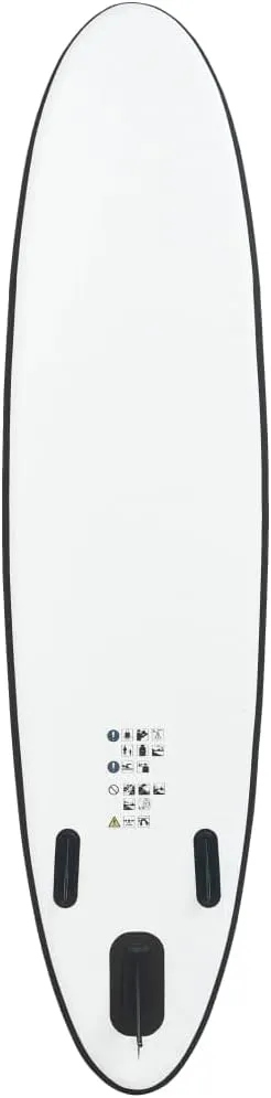 Inflatable Stand Up Paddleboard Water Sport Set for All Skill Levels Included with Surf Board, Aluminum Oar, Removable Fin, High Pressure Hand Pump... Black and White 141.7"x31.9"x3.9"