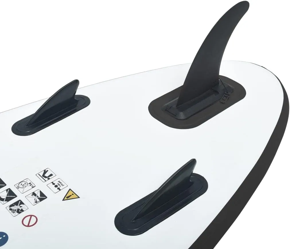 Inflatable Stand Up Paddleboard Water Sport Set for All Skill Levels Included with Surf Board, Aluminum Oar, Removable Fin, High Pressure Hand Pump... Black and White 141.7"x31.9"x3.9"