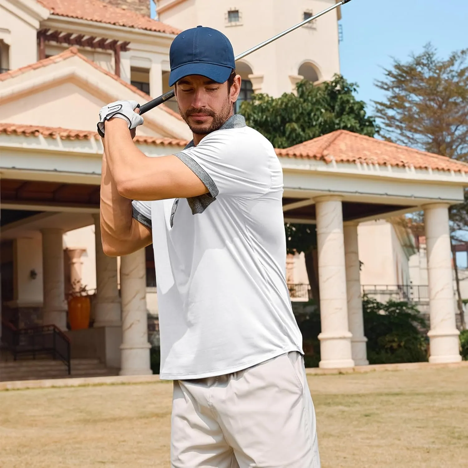 Lexiart Mens Polo Shirts Casual Short Sleeve with Pocket Golf Shirts Moisture Wicking Athletic Collared T-Shirt