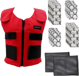 Men's Cooling Vest Bundle, with 8 Cold Packs, Plus Spare Pack Set, Stay Cool 59 Degrees, Recharges in 30 Minutes