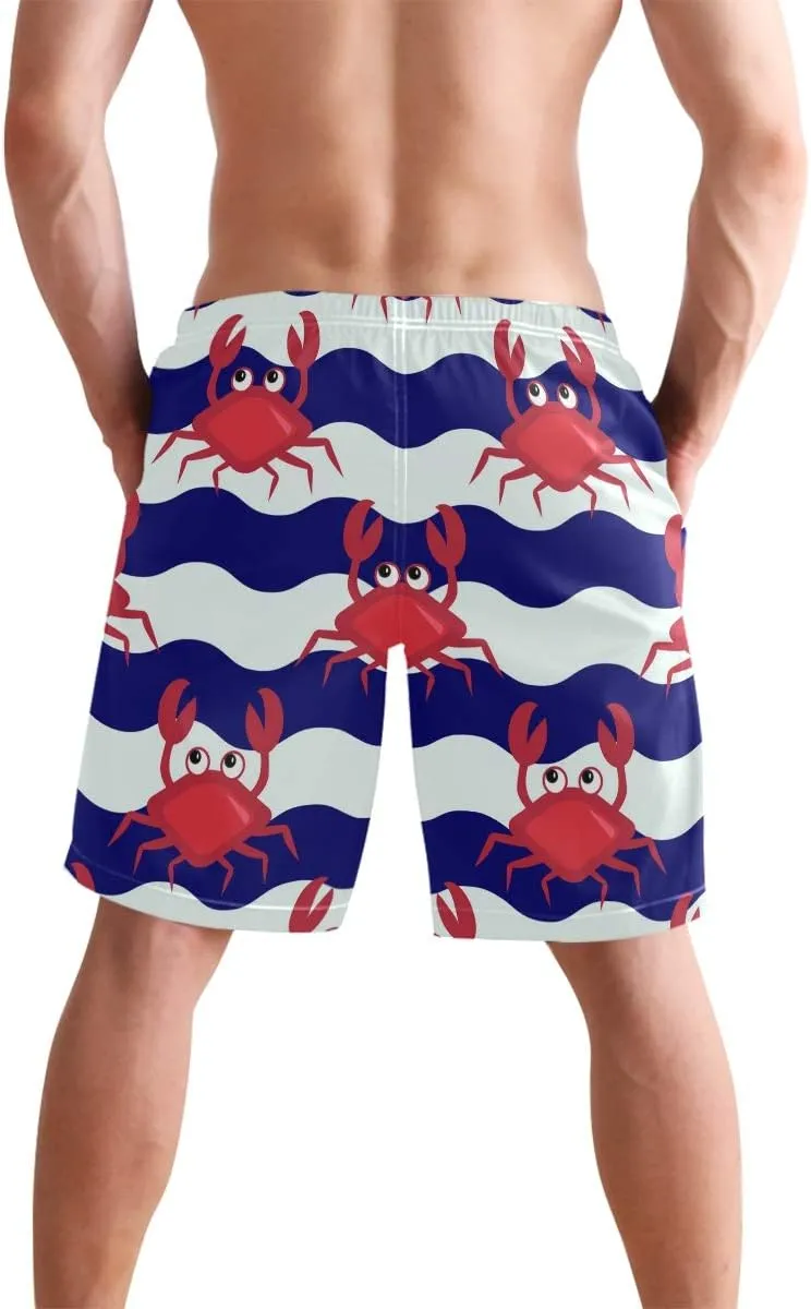 Men's Cow Print Shorts Drawstring Swim Trunks with Pockets and Mesh Lining