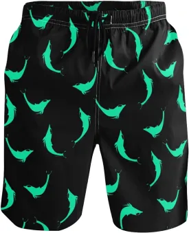 Men's Cow Print Shorts Drawstring Swim Trunks with Pockets and Mesh Lining
