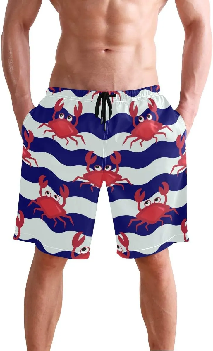 Men's Cow Print Shorts Drawstring Swim Trunks with Pockets and Mesh Lining