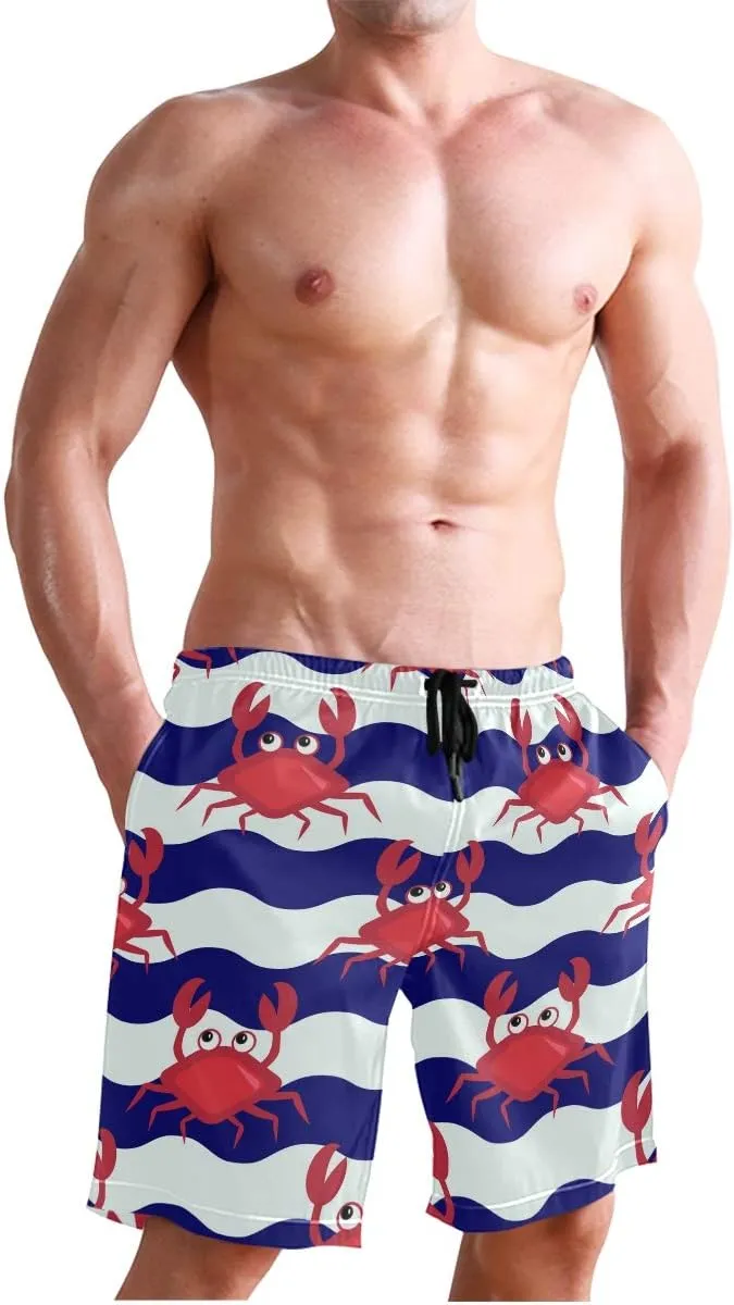 Men's Cow Print Shorts Drawstring Swim Trunks with Pockets and Mesh Lining
