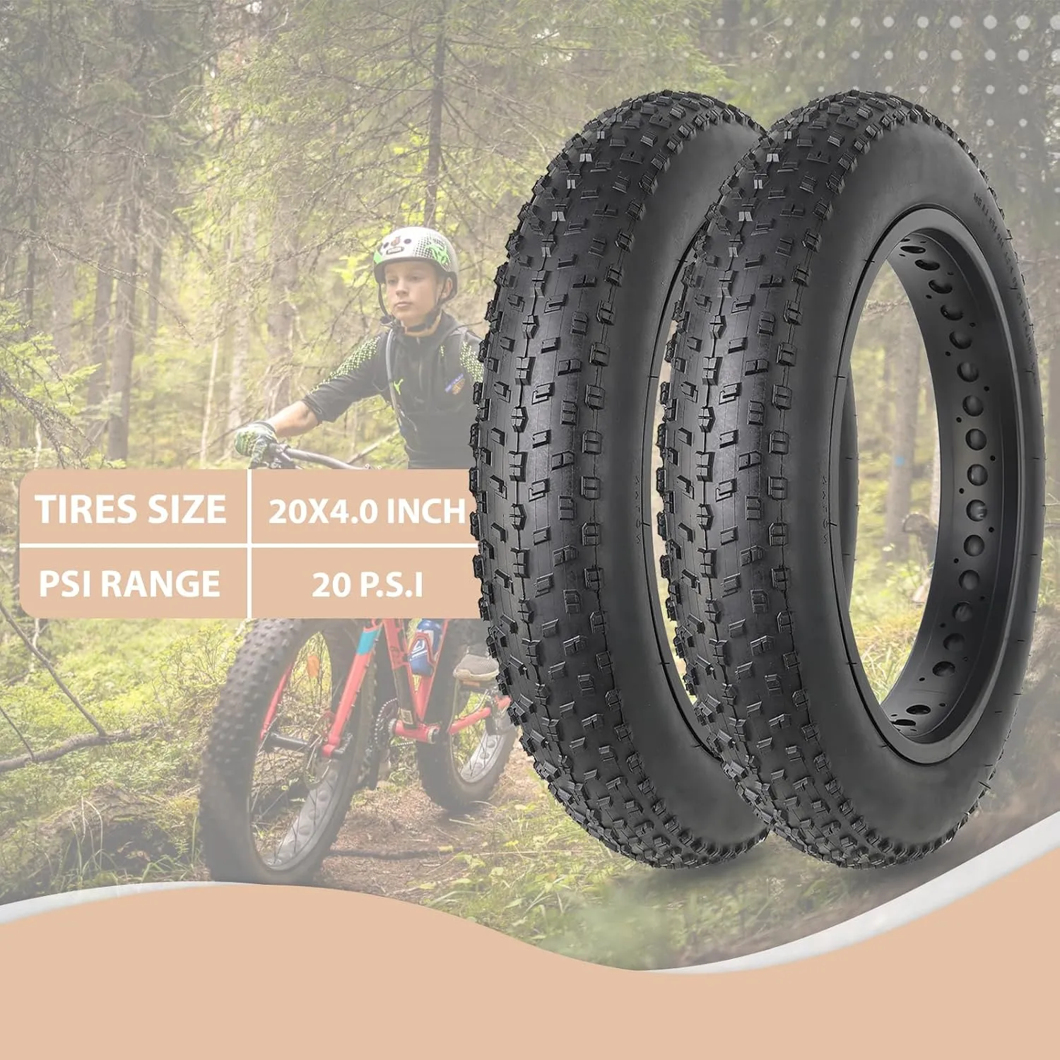 MOHEGIA Fat Bike Tires Replacement Kit with 20/26 x 4.0-inch Folding Electric Snow Mountain Bicycle Tires,Tubes,and Tire Levers