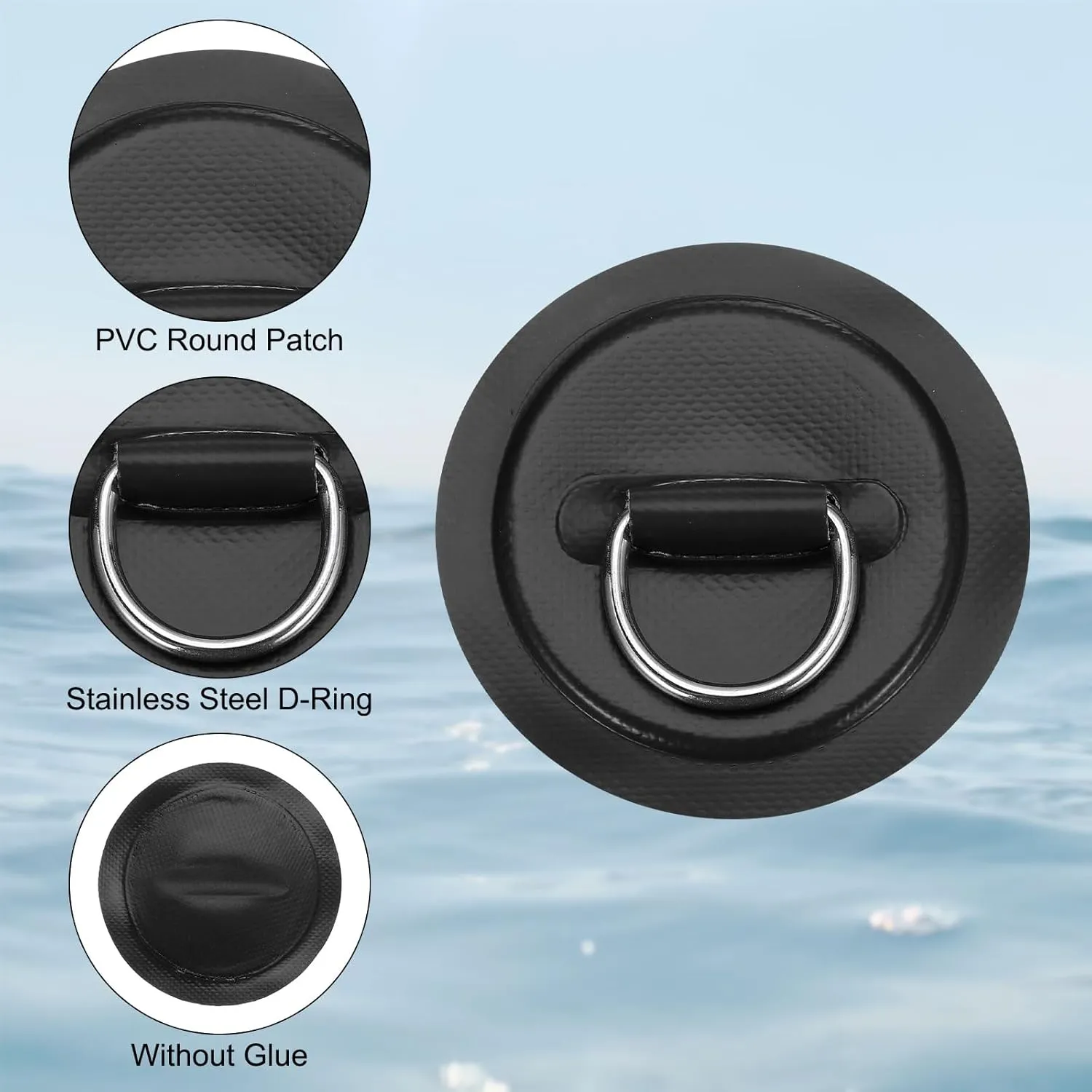 PATIKIL Stainless Steel D-Ring Patch Round Patch with Elastic Cords & Hook