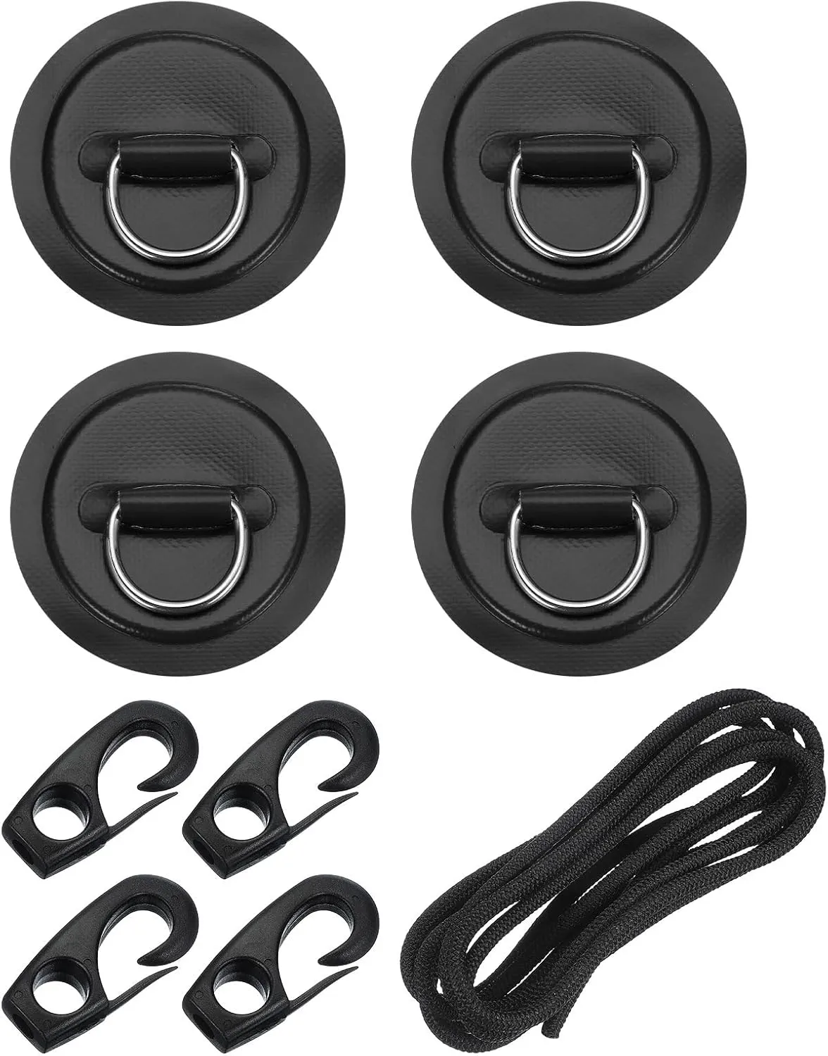 PATIKIL Stainless Steel D-Ring Patch Round Patch with Elastic Cords & Hook