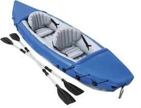 PVC Inflatable Kayak with Hand Pump and Paddle, Heavy Duty Fishing Boat for 2 Persons, 322X88cm, Ideal for White Water Rafting and Boating Adventures