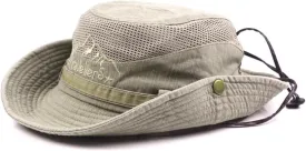 Sun Hat for Men, Cotton Embroidery Summer Outdoor Sun Protection Wide Brim Bucket Hat Foldable Safari Boonie Hat