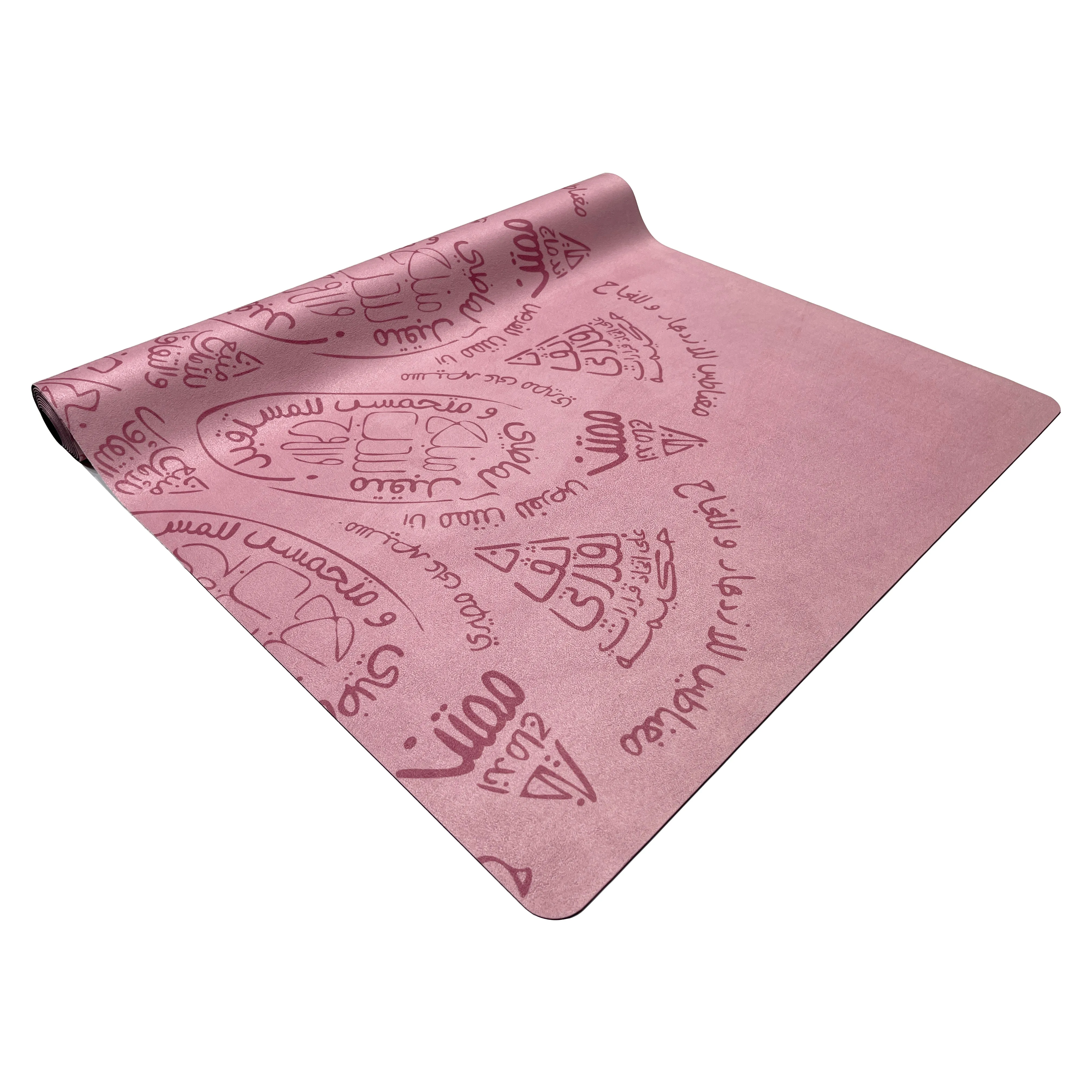 Travel Yoga Mat Set - Pink Arabic Mandala