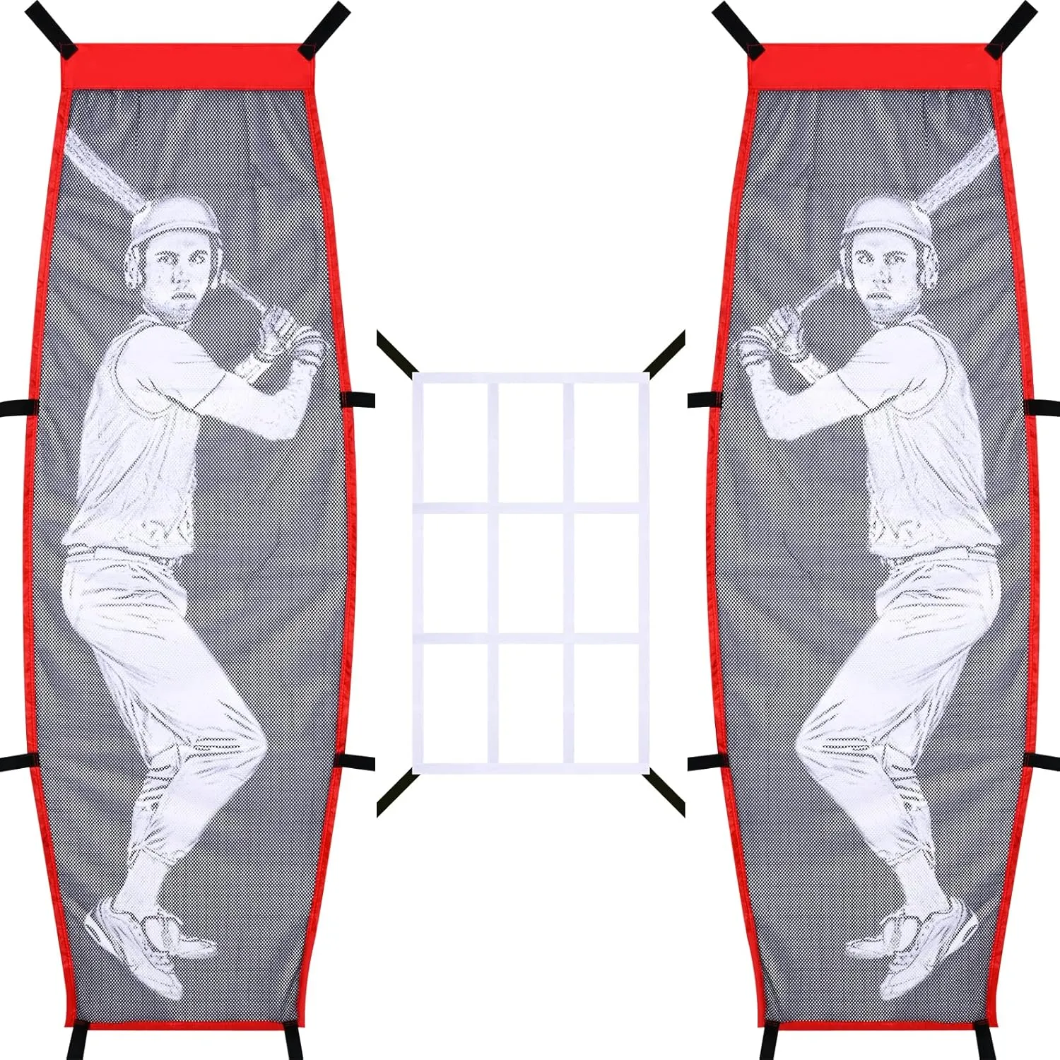 VAIPI Baseball Softball Pitching Target Dummy Batter Strike Zone Net Batting Cage Aid Training Equipment Sport Practice for Hitting and Improved Accuracy Red, Grey, White