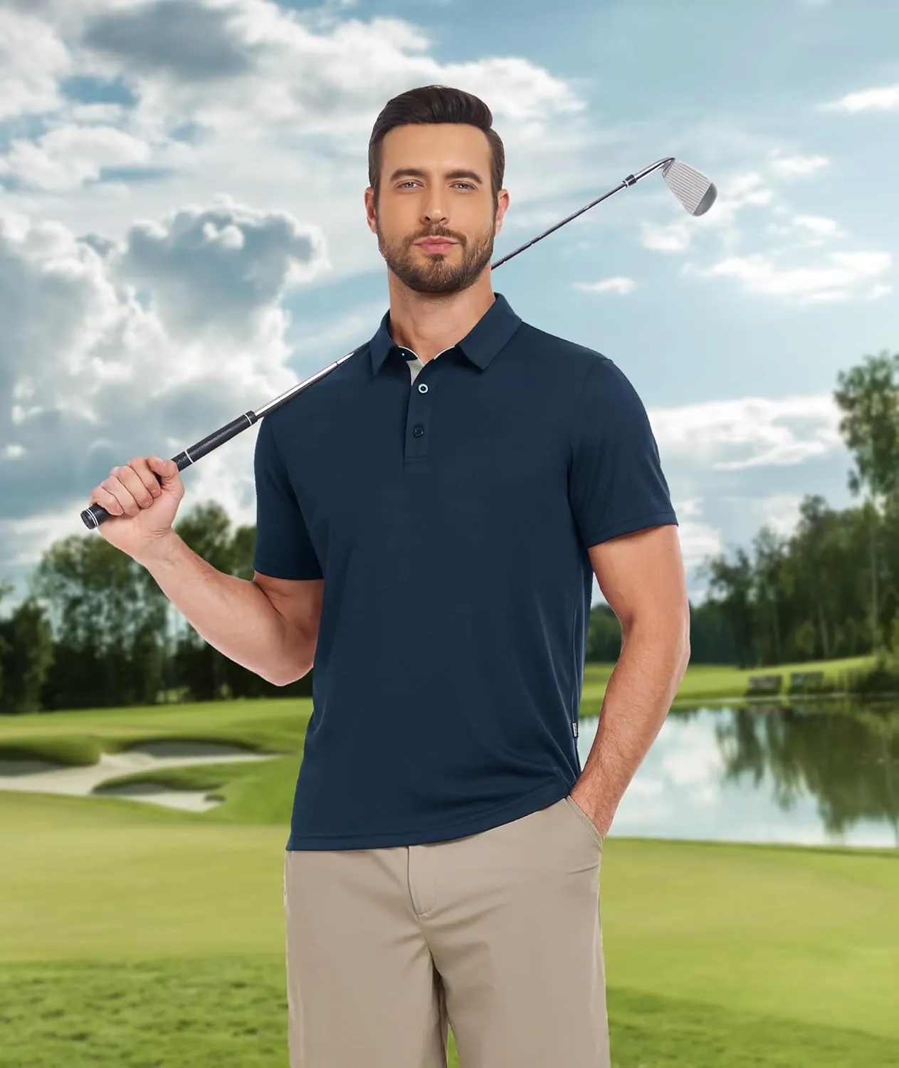ZITY 3 Pack Polo Shirts for Men Short Sleeve Moisture Wicking T Shirt Business Casual Mens Golf Shirts Collared T-Shirts