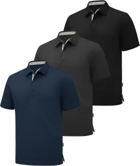 ZITY 3 Pack Polo Shirts for Men Short Sleeve Moisture Wicking T Shirt Business Casual Mens Golf Shirts Collared T-Shirts